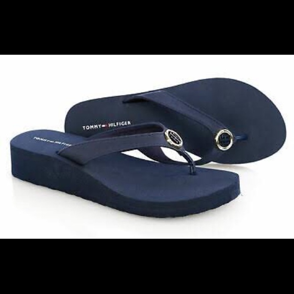 Tommy Hilfiger Platform Sandals Navy Blue Size 8